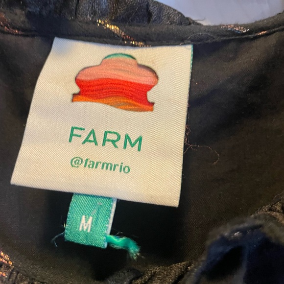 Farm Rio black metallic ruffle shirt size Medium - Picture 5 of 5